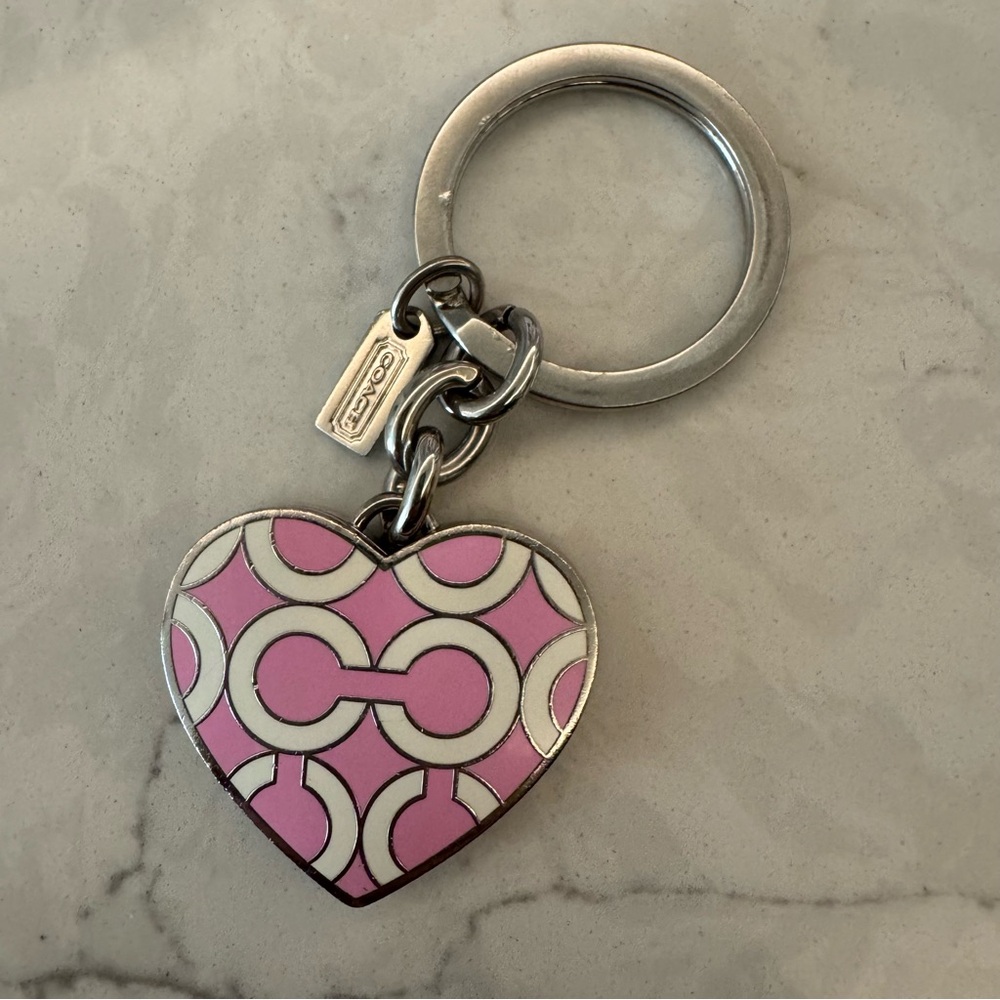 Coach Locket Heart Keychain / Bag Charm Pink